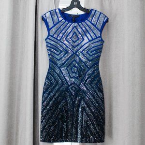 Blue with Silver Sequins BCBG Mini Dress